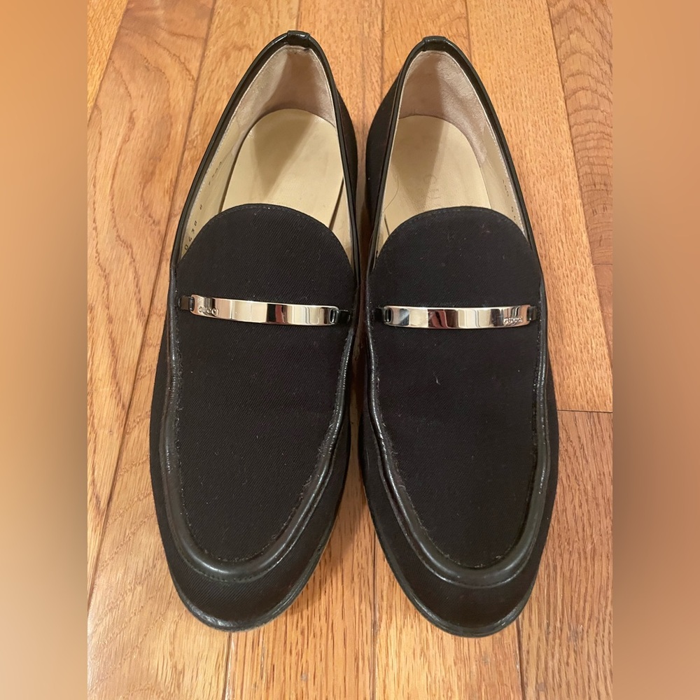 Gucci black canvas loafers